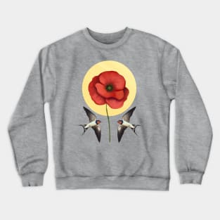 Swallows & poppy Crewneck Sweatshirt